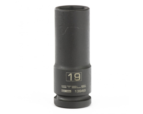 Головка ударная удлиненная шестигранная, 19 мм, 1/2, CrMo Stels