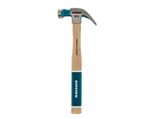 Молоток-гвоздодер, 450 г, угол 45, магнит, обрезиненная рукоятка American hickory GROSS