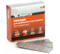 Гвозди для пневматического нейлера 16GA, сечение 1,6 х 1,4, длина 25 мм, 2500 шт Matrix