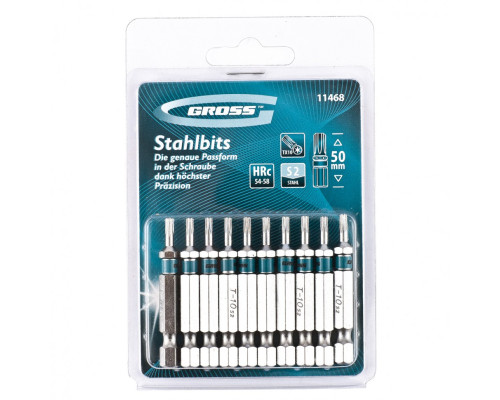 Набор бит Torx10 х 50, сталь S2, 10 шт. Gross
