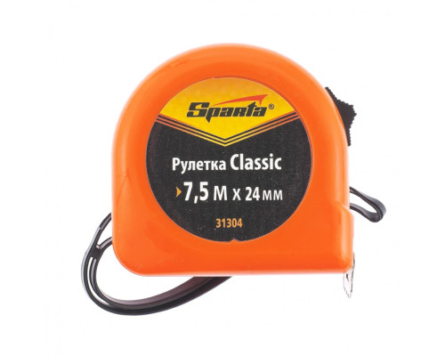 Рулетка Classic, 7.5 м х 24 мм, пластиковый корпус Sparta