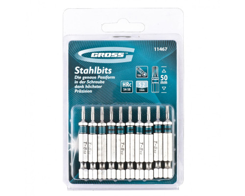 Набор бит Torx8 х 50, сталь S2, 10 шт. Gross