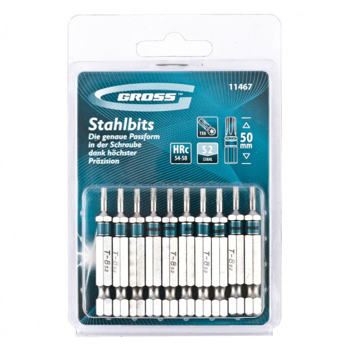 Набор бит Torx8 х 50, сталь S2, 10 шт. Gross