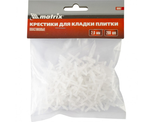 Крестики, 2,0 мм, для кладки плитки, 200 шт Matrix