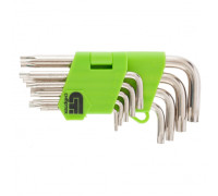 Набор ключей имбусовых Tamper-Torx, 9 шт: ТT10-ТT50,45x, закаленные, короткие, никель Сибртех