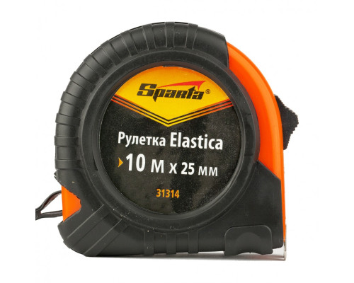 Рулетка Elastica, 10 м х 25 мм, обрезиненный корпус Sparta