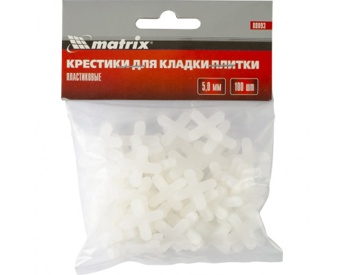 Крестики, 5,0 мм, для кладки плитки, 100 шт Matrix