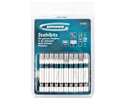 Набор бит Torx40 х 50, сталь S2, 10 шт. Gross