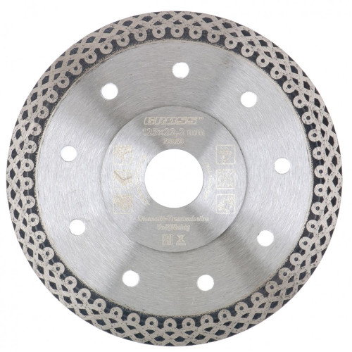 Диск алмазный, 115 х 22,2 мм, тонкий, сплошной (Jaguar), мокрая резка Gross