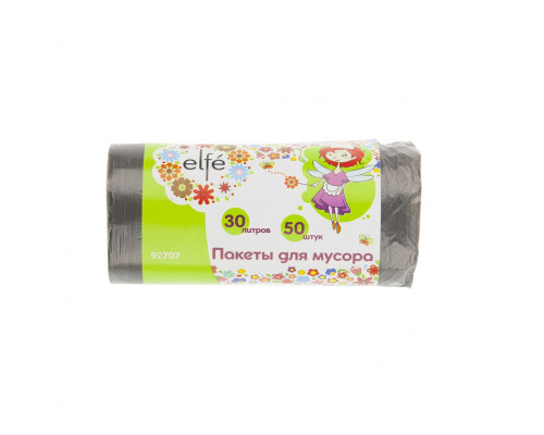 Пакеты для мусора 30 л х 50 шт, серые, Россия Elfe
