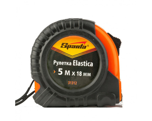 Рулетка Elastica, 5 м х 18 мм, обрезиненный корпус Sparta