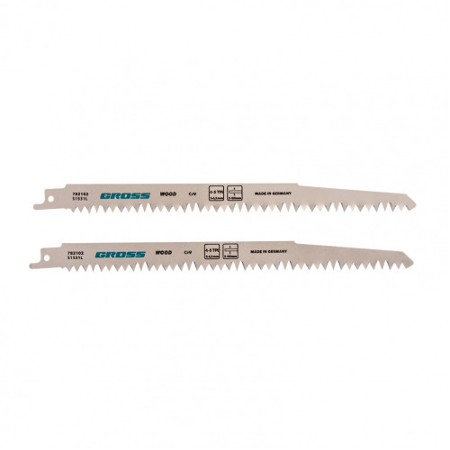 Полотна по дереву для сабельной пилы 4052 - S1531L, 210 x 5-6,5 мм, фигурный рез, 2 шт. Gross