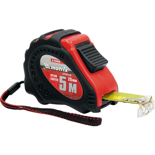 Рулетка Status autostop Magnet+, 7,5 м х 25 мм, обрезиненная, Нейлоновое покрытие Matrix
