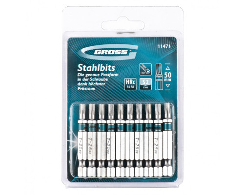 Набор бит Torx25 х 50, сталь S2, 10 шт. Gross