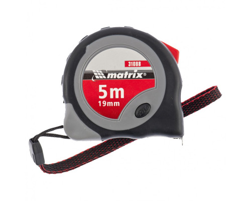 Рулетка Continuous fixation, 5 м х 19 мм, двухкомпонентный корпус, плавная фиксация Matrix