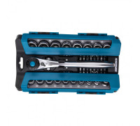 Набор торцевых головок, трещотка 120 зубьев, 36 предметов, 1/2", 3/8”, CrV Gross